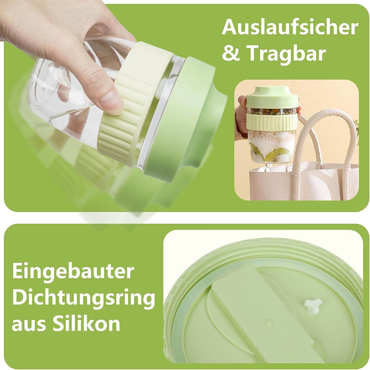 Müslibecher to Go 570ml 2er Set Kinder Joghurtbecher Löffel Müsli Becher