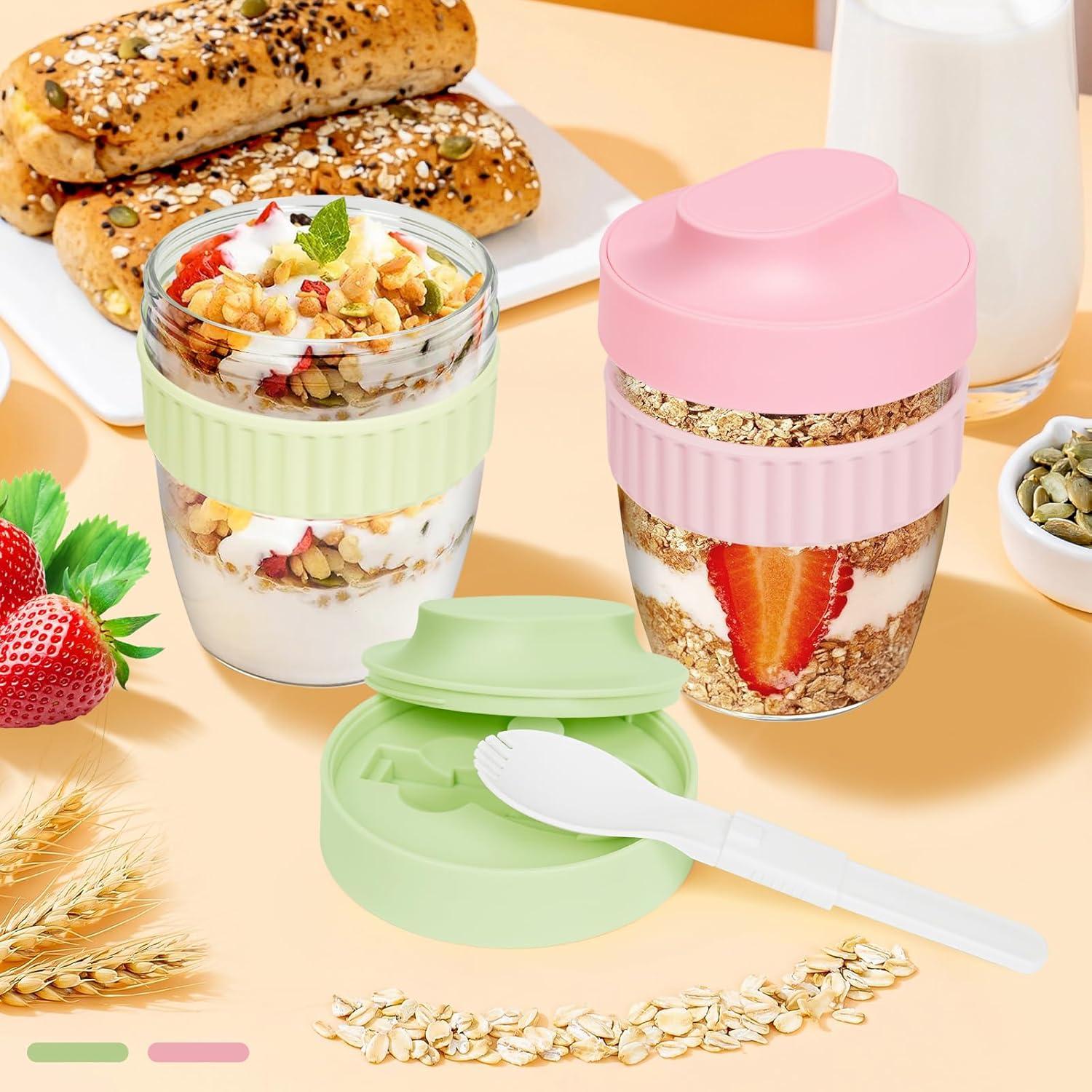 Müslibecher to Go 570ml 2er Set mit Löffel Kinder Lunchpot Müslidose