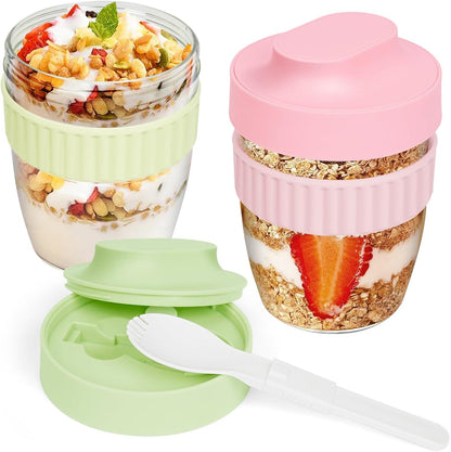 Müslibecher to Go 570ml 2er Set mit Löffel Joghurtbecher für Kinder