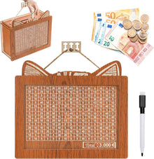 Spardose Holz Sparbox Zahlen Ankreuzen Sparziel Acrylplatte Kinder