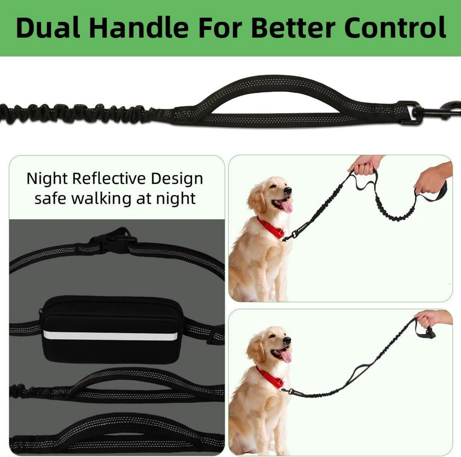 Philorn Freihändige Joggingleine für große Hunde bis 50kg, reflektierende Nähte, 121-164cm