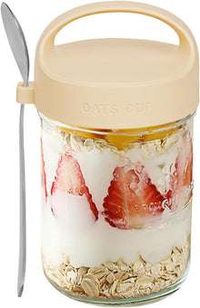 Joghurt to Go Becher mit Löffel, Overnight Oats Gläser