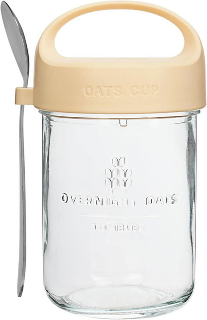 Glas Joghurt to Go Becher 430ml mit Löffel, Overnight Oats Einmachgläser