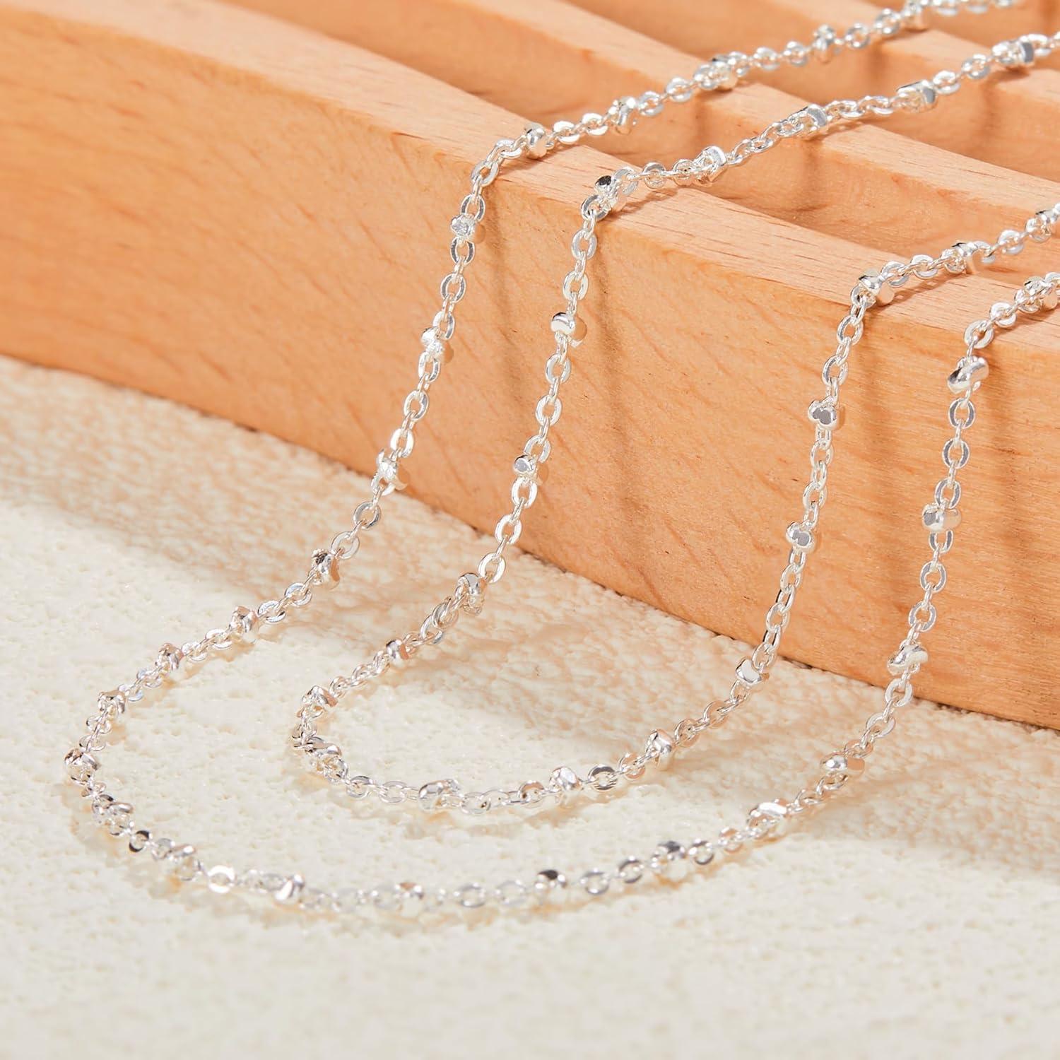 Kenivira Silber Layered Halskette für Frauen - Glänzende Dainty Schmuck Geschenke