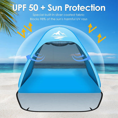 Pop Up Strandmuschel 50+ UV-Schutz, Automatisches Strandzelt