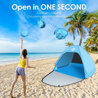 Pop Up Strandmuschel UV-Schutz 50+ für 2-3 Personen, Automatisches