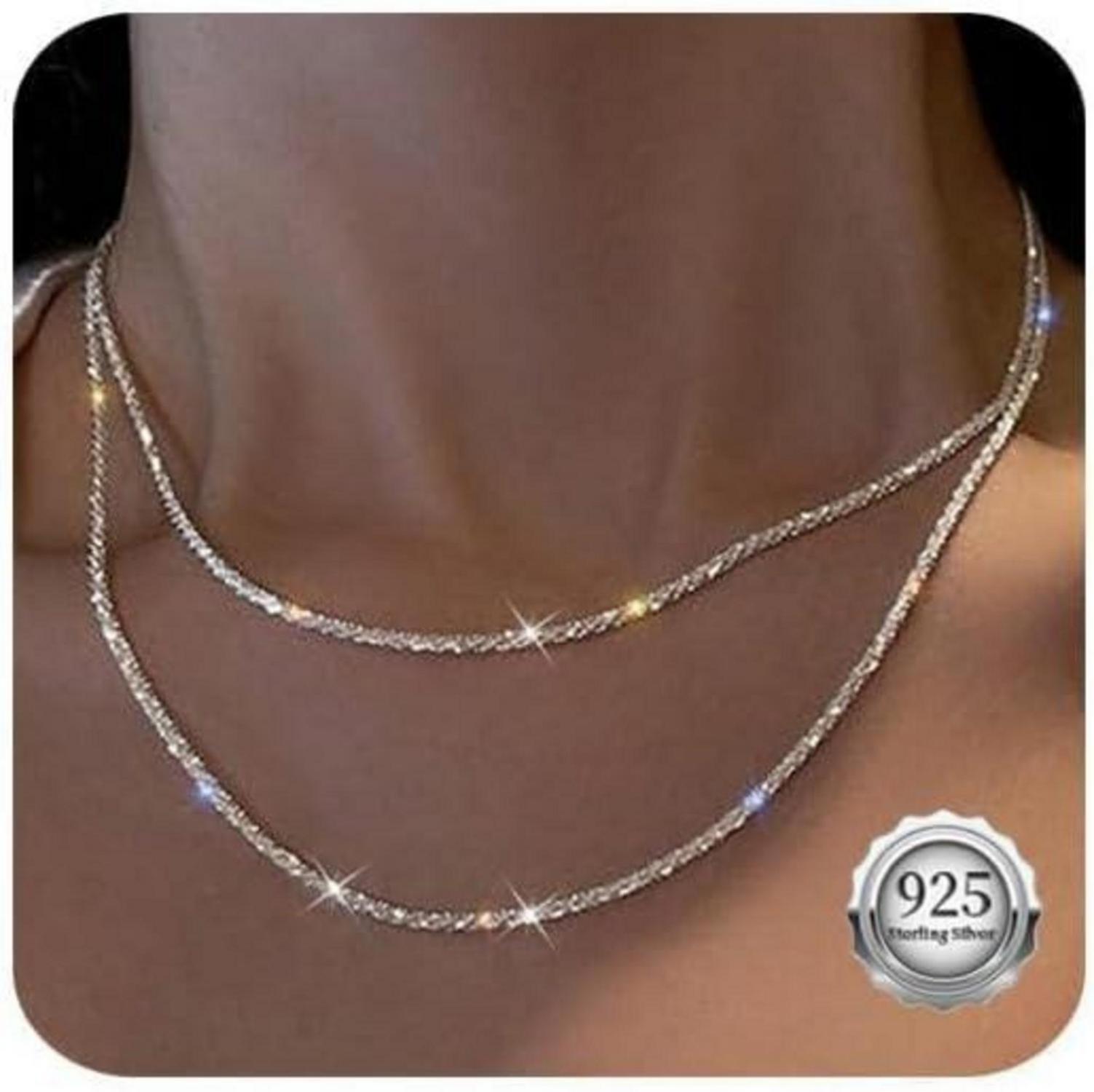 Layered Silber Halsketten Dainty Choker Shine Schmuck