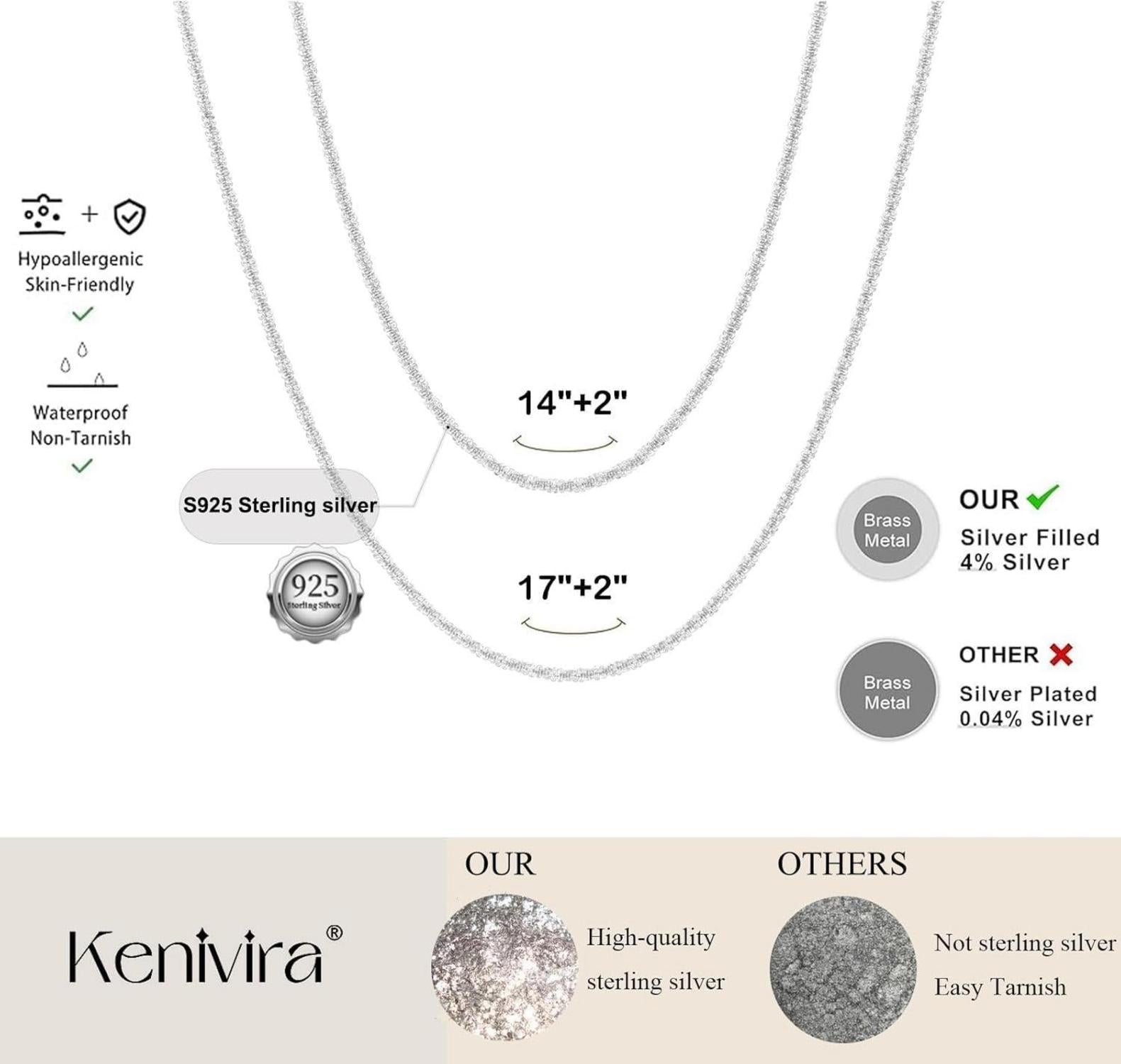Kenivira Silber Kette Layered Halsketten Dainty Choker Shine Schmuck