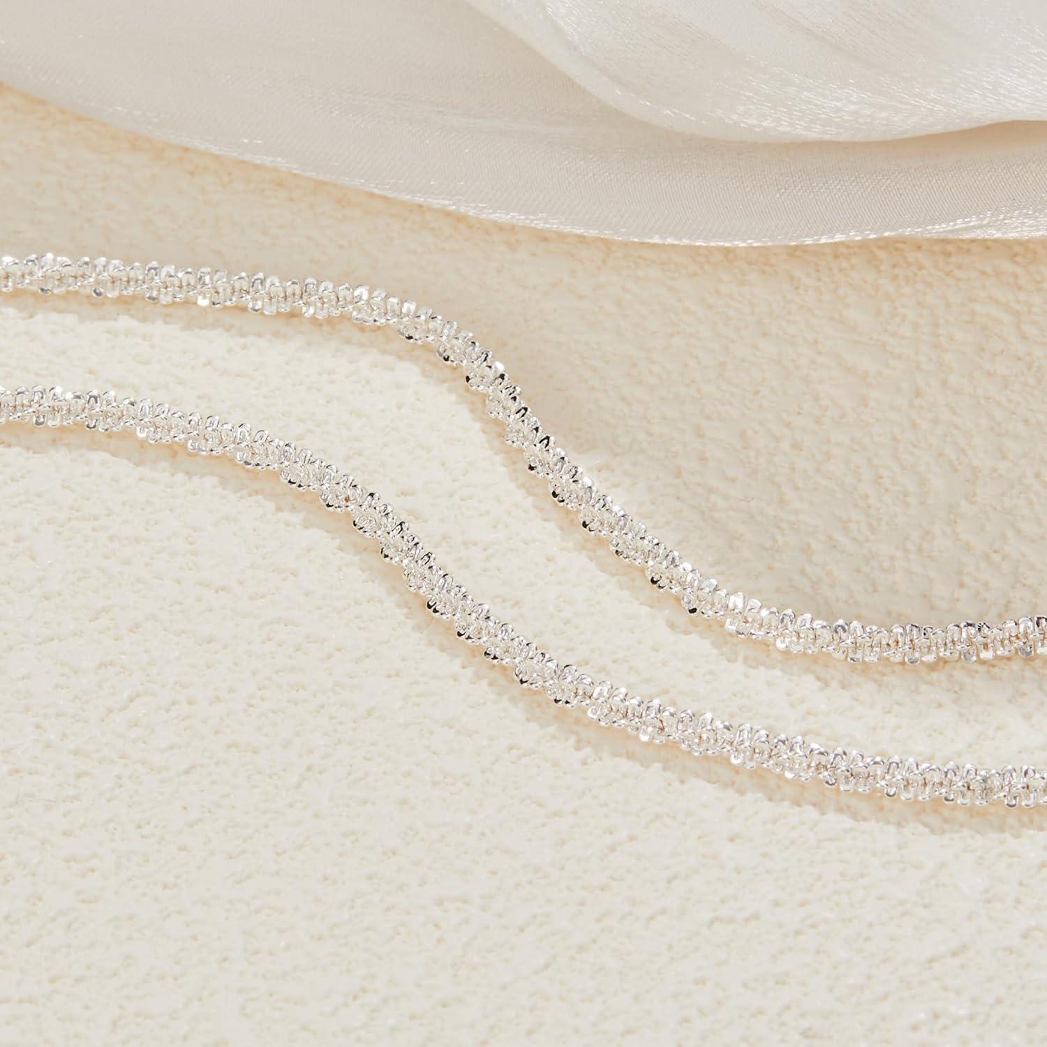 Kenivira Silber Kette Layered Halsketten Dainty Choker Shine Schmuck