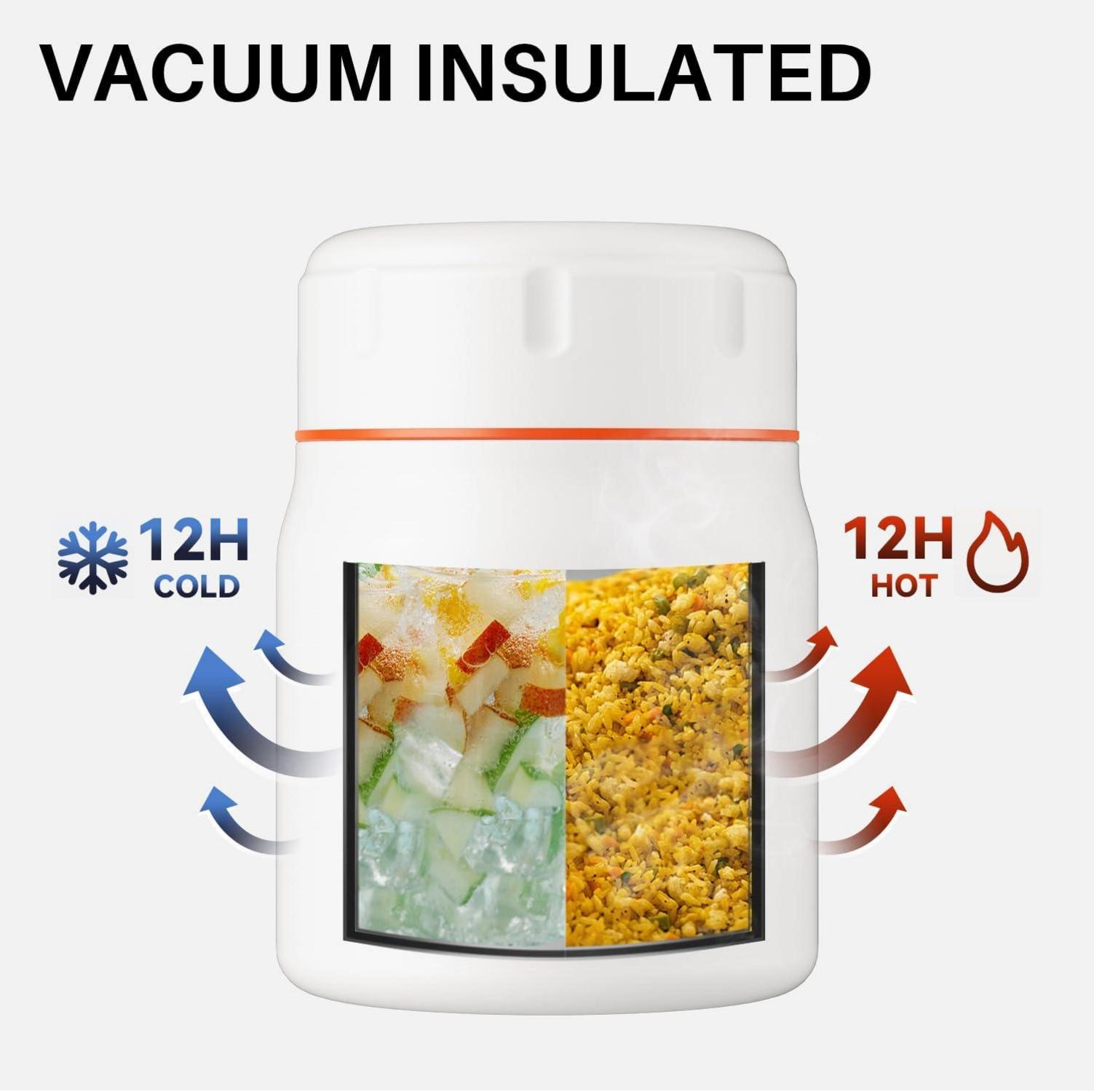 Thermobehälter Edelstahl Essen 500ml Warmhaltebehälter Löffel Tasche 12h Heiß Kalt