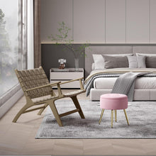 Rosa Samt Hocker mit Stauraum und Metallbeinen