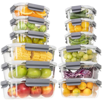 GENICOOK 24-teiliges Glas Frischhaltedosen Set Luftdicht für