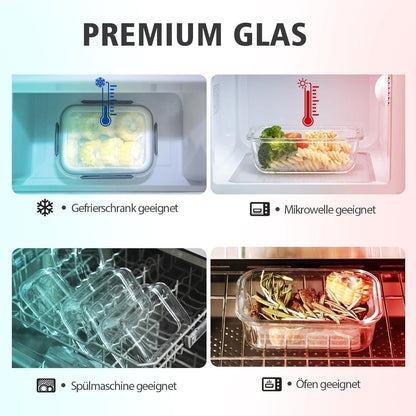 GENICOOK 24-teiliges Glas Frischhaltedosen Set Luftdicht für