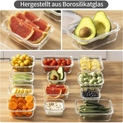 GENICOOK 24-teiliges Glas Frischhaltedosen Set Luftdicht für