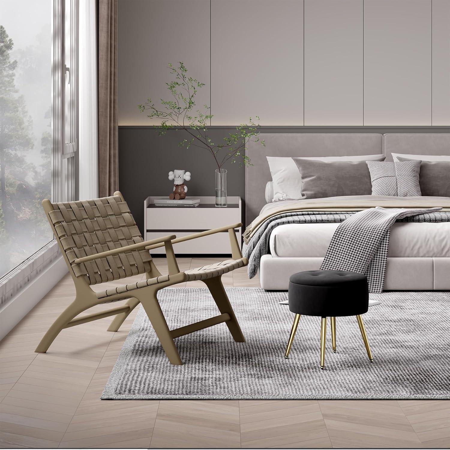 Runder Hocker mit Stauraum Samt Schwarz 43,5cm Ottoman