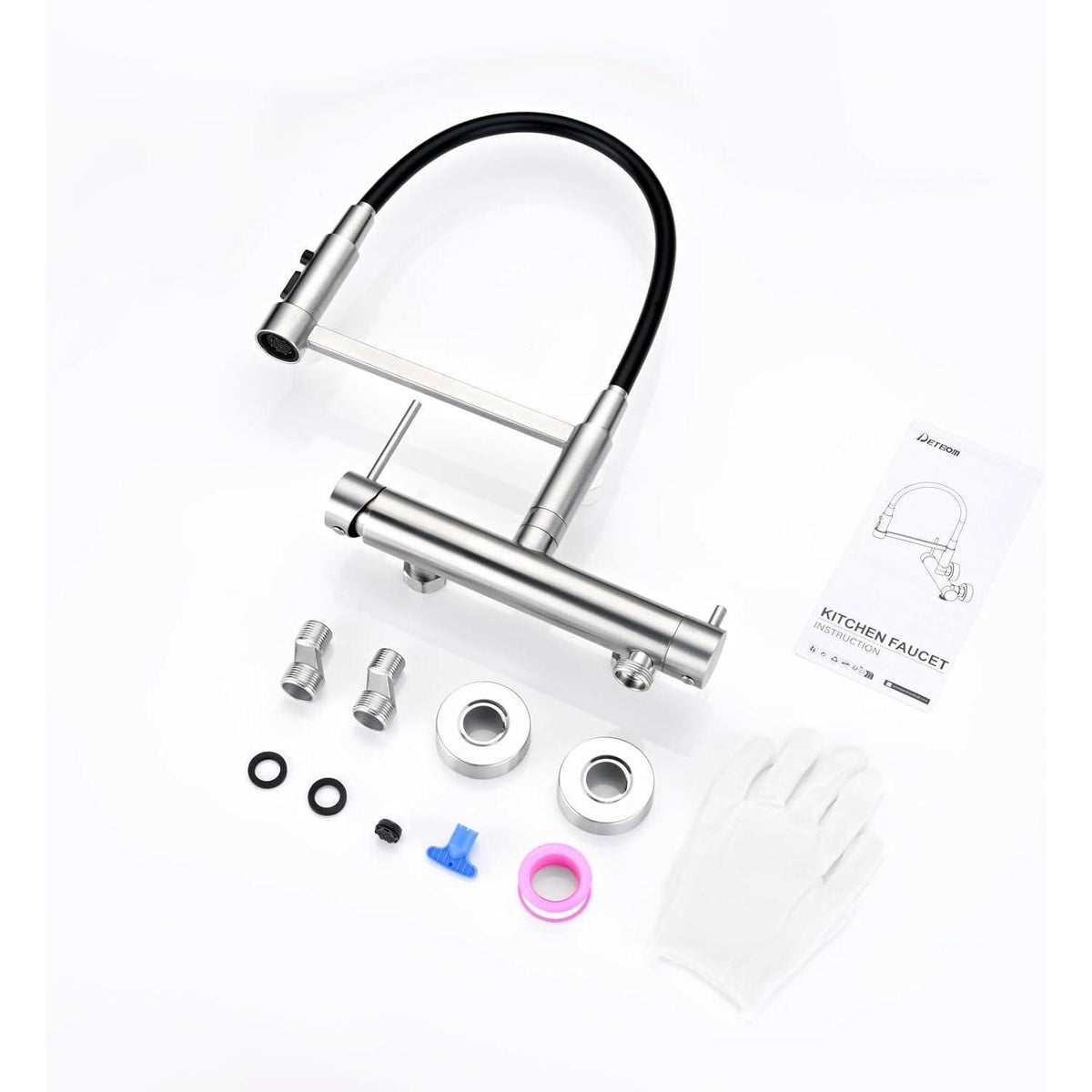 Wandarmatur Küche Edelstahl 3 Strahlarten & 3/4" Anschluss
