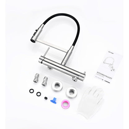 Wandarmatur Küche Edelstahl 3 Strahlarten & 3/4" Anschluss