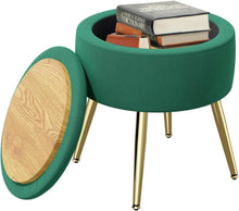 Runder Hocker mit Stauraum Samtbezug Goldbeine Rosa