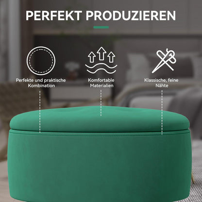 Runder Hocker mit Stauraum und Samtbezug in Rosa