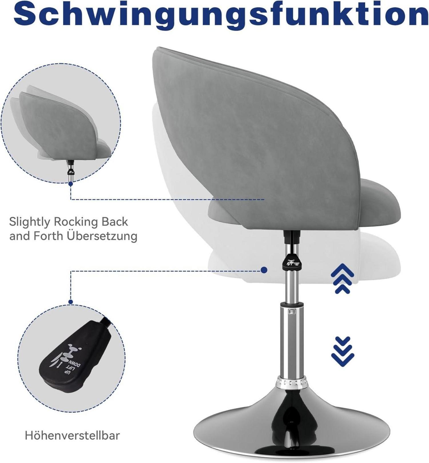 Drehsessel mit Armlehne und Rücklehne, stufenlose Höhenverstellung, Grau