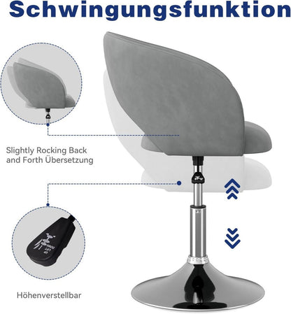 Drehsessel mit Armlehne und Rücklehne, stufenlose Höhenverstellung, Grau
