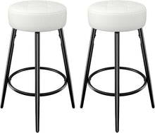2er Set Barhocker Kunstleder Weiß 67 cm Höhe modern rund