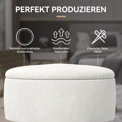 Runder Samt Hocker mit Stauraum und Metallbeinen, Rosa