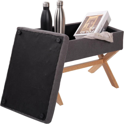Hocker mit Stauraum Samt Grau Rechteckig X-Design