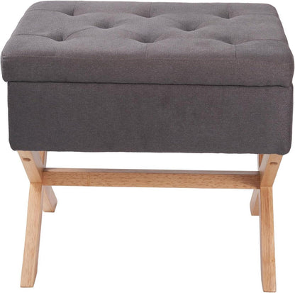 Samt Hocker mit Stauraum und X-Design, 50,8 cm breit, Grau - Moderner