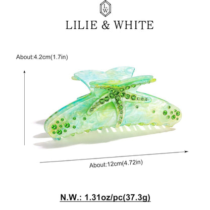 Elegante Grün Seestern Haarspange mit Strass - Rutschfest