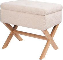Hawthyhome Samt Fußhocker Stauraum Beige Rechteckig X-Design