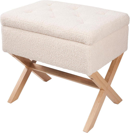 Hawthyhome Fußhocker mit Stauraum Rechteckig X-Design Beige 50,8cm