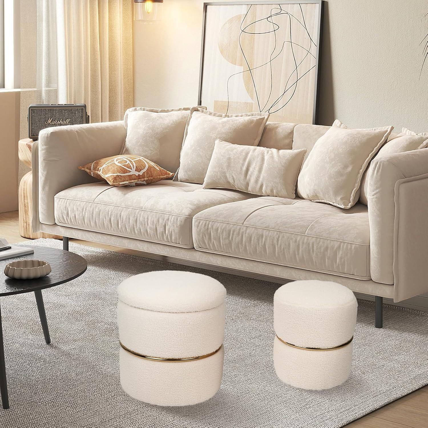 Runder Samt-Hocker mit