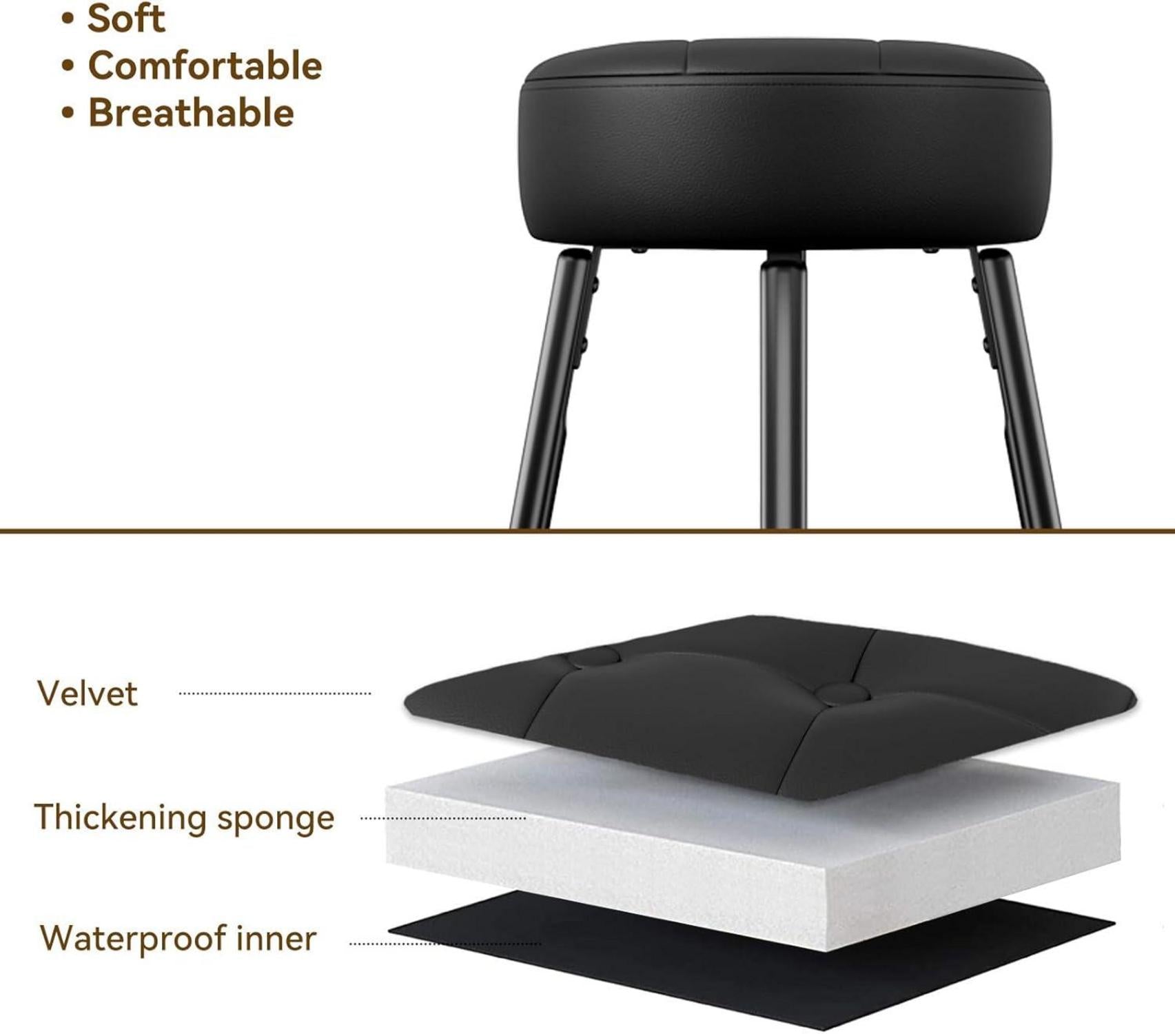 Barhocker 2er Set in Schwarz 67cm Sitzhöhe Kunstleder Rund Modern