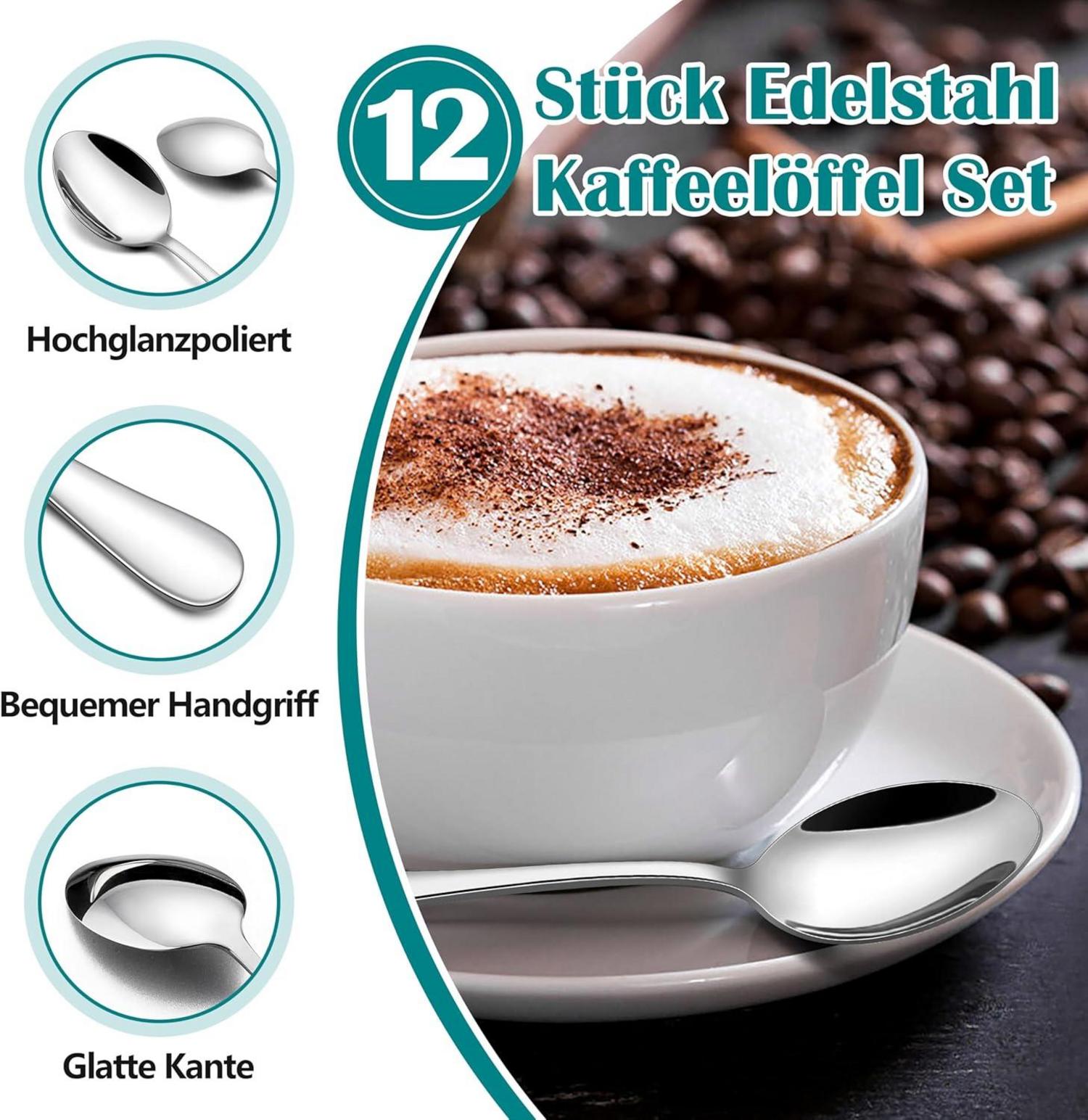 Kaffeelöffel Edelstahl Teelöffel Dessertlöffel Set 12 Stück