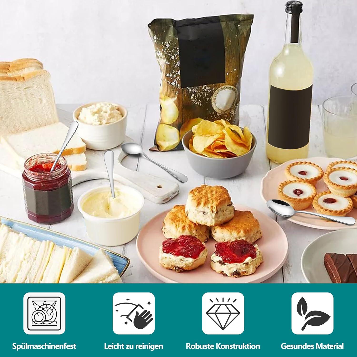 Edelstahl Kaffeelöffel Set 12 Stück 13,5cm Dessertlöffel Glänzend