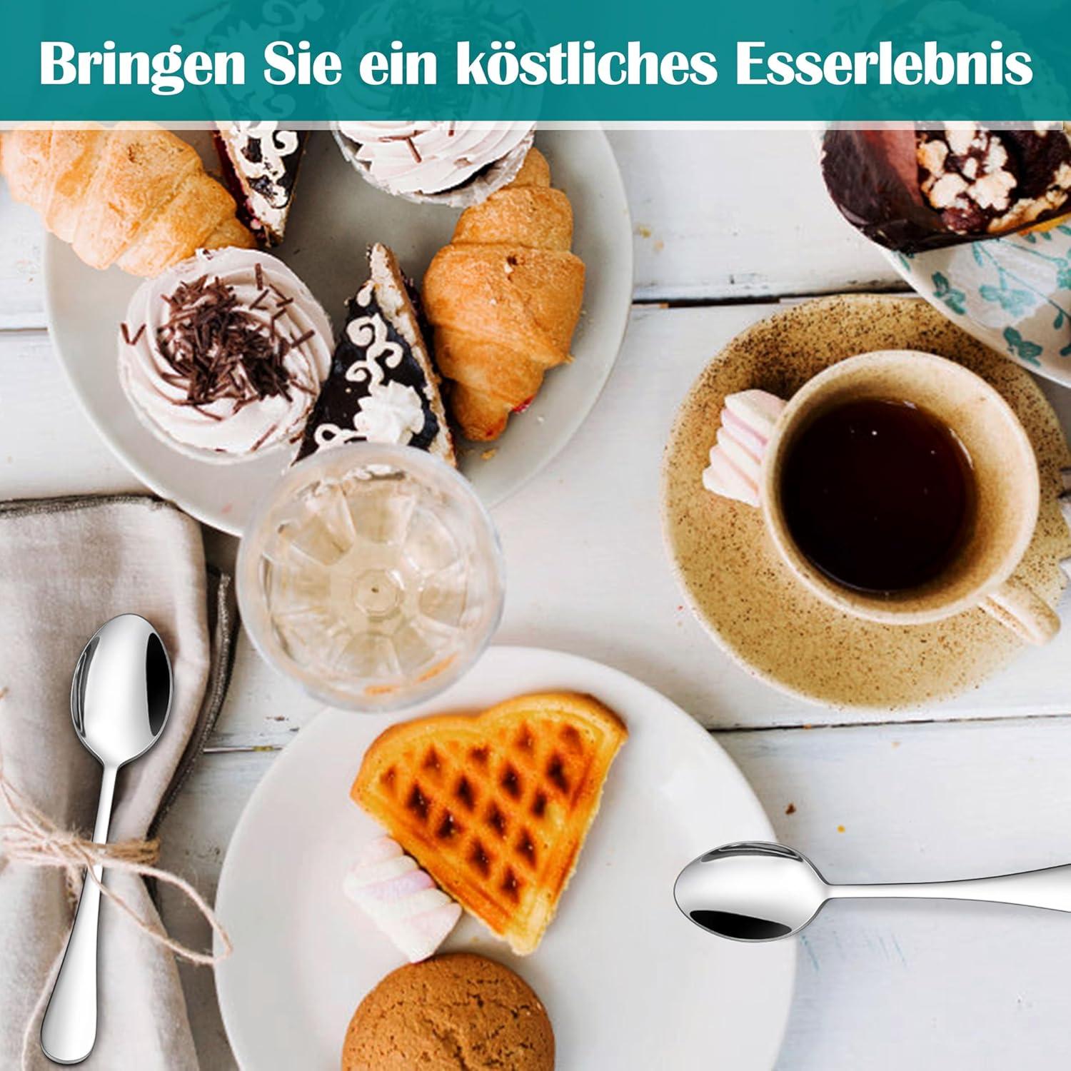 Kaffeelöffel Set 12 Stück Edelstahl poliert Dessertlöffel 13,5cm