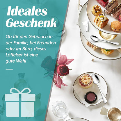 Edelstahl Kaffeelöffel Set 12 Stück 13,5cm Dessertlöffel Glänzend
