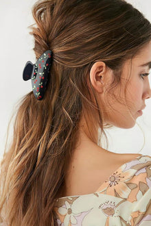 Schwarze Kirsch Haarklammer Acryl Strass Blattmotivfrauen