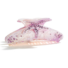 Elegante Haarspange mit Meeresmotiv und Strass, Rosa Seestern-Design