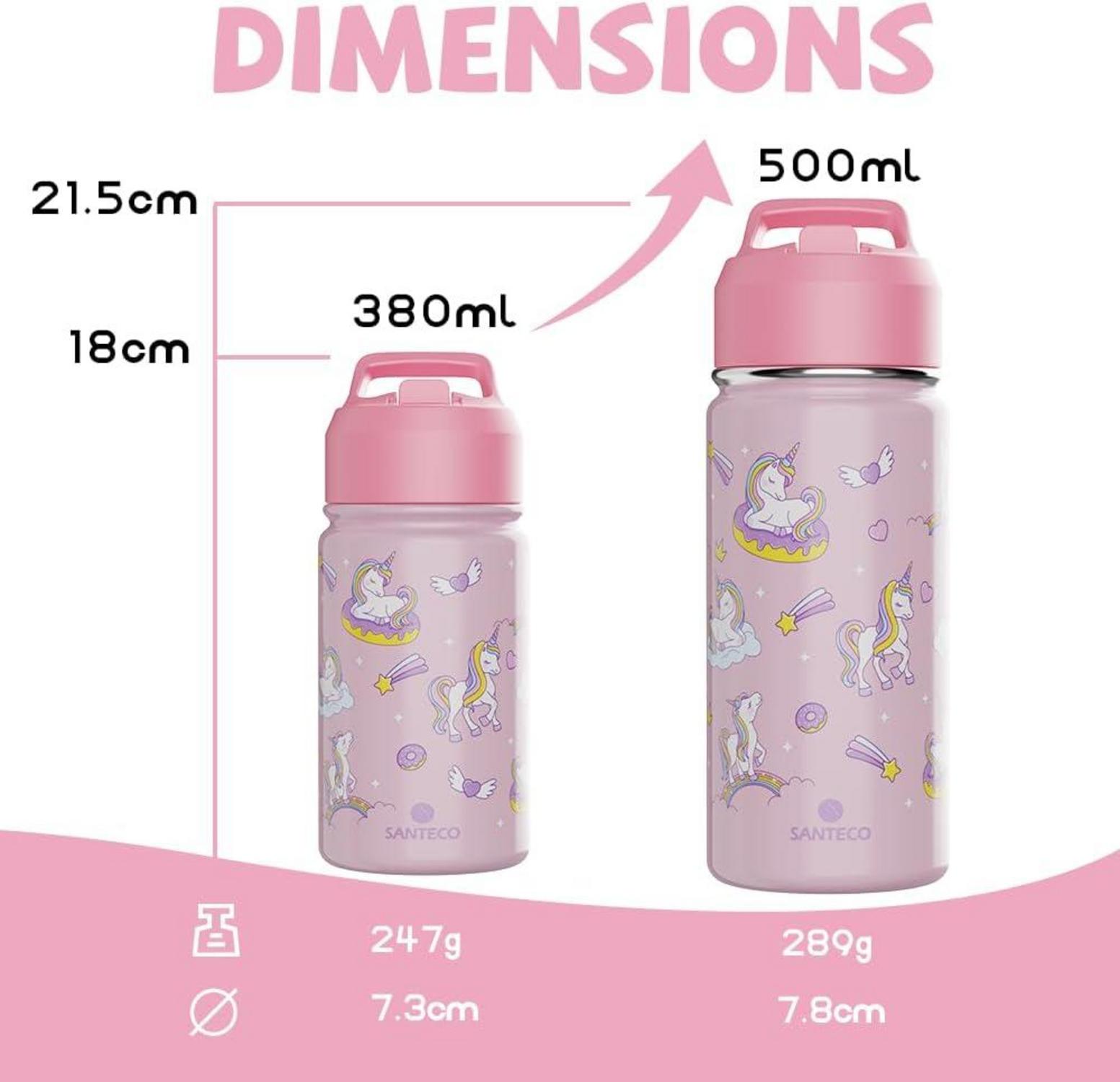 Kinder Trinkflasche Edelstahl 380ml Auslaufsicher Thermosflasche BPA-frei