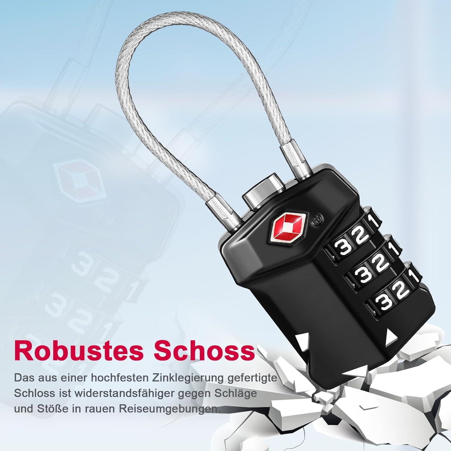 TSA Kofferschloss, Zahlencode, Vorhängeschloss, Reise, Gepäck, 2 Stücke