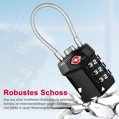 TSA Kofferschloss, Zahlencode, Vorhängeschloss, Reise, Gepäck, 2 Stücke
