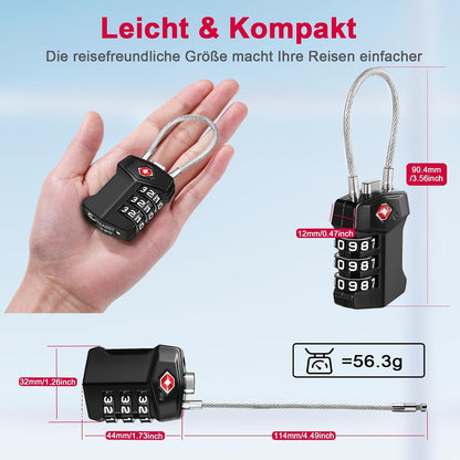 TSA Kofferschloss Zahlencode Weiße Zahlen Vorhängeschloss (2