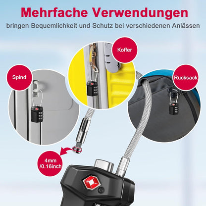 TSA Kofferschloss mit Weißen Zahlen, 3-Stelliger