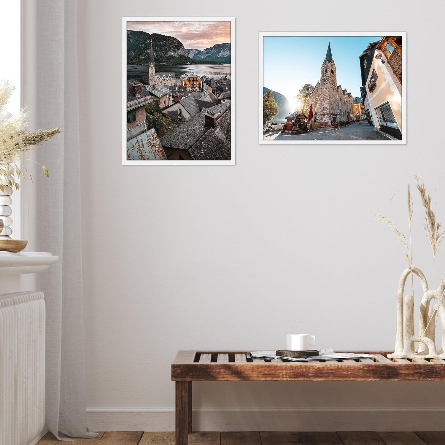 Weißer Fotorahmen 30x40 cm für Fotos - Wandmontage - Kunststoff - Großer Bilderrahmen 30x40 cm