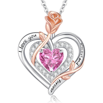 Silber Halskette Damen 925 Herz Rose Gravur – Muttertag Geschenk