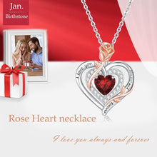 925 Silber Halskette Rose Herz Geburtsstein Weihnachten