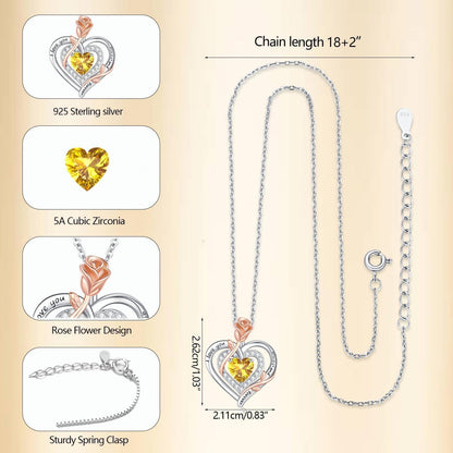 Silber Halskette Damen 925 Herz Rose Gravur Kette Geschenk