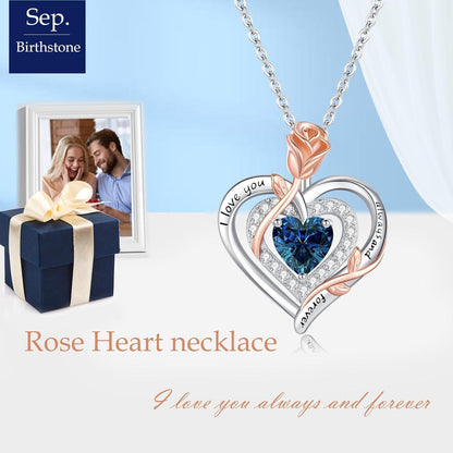 Silber Halskette Damen 925 Herz Rose Gravur – Muttertag Geschenk